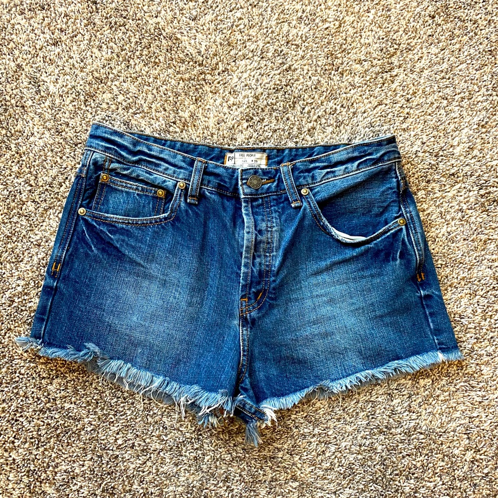 Free People Frayed High-rise Jean Shorts
